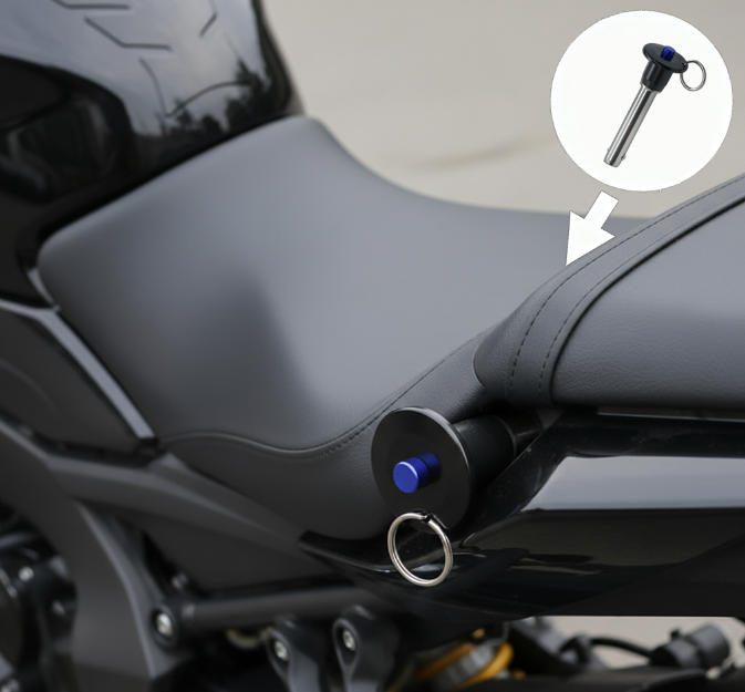 Experience unprecedented flexibility in motorcycle modifications with quick-release ball joints. This innovative fastening solution allows for rapid removal and reinstallation of the seat without the need for traditional tools, while ensuring a stable and
